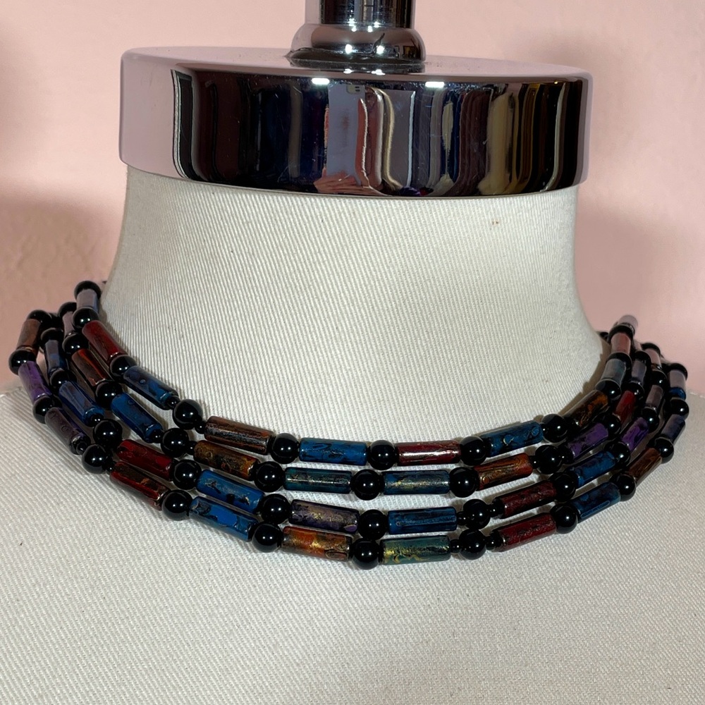 Vintage 50’s Real WOOD Summer Tropical Vacation Beach Festival Beaded Necklace